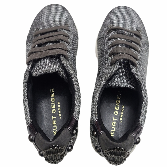 Kurt Geiger London Ludo Metallic Crystal Trainers - Picture 4 of 12